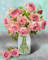 Без бренда «Розовые розы в прозрачной вазе с водой» в Симферополе