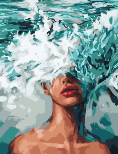 Картина по номерам 40x50 Портрет девушки в воде