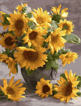 Красивый букет декоративных подсолнухов