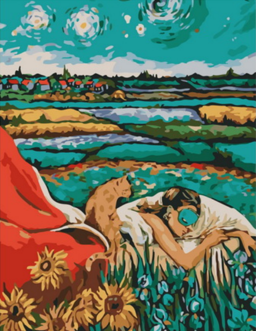 Картина по номерам 40x50 Сладкий сон среди цветочного поля