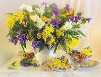 Без бренда «Букет из мимозы и колокольчиков в вазе» в Симферополе в интернет-магазине  Без бренда «Букет из мимозы и колокольчиков в вазе» в Симферополе