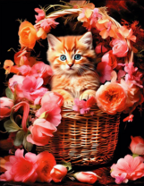 Без бренда «Рыжий котенок в корзине с цветами» в Симферополе в интернет-магазине  Без бренда «Рыжий котенок в корзине с цветами» в Симферополе