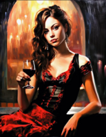 Без бренда «Обворожительная брюнетка с бокалом красного вина» в Симферополе