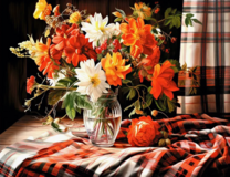 Осенний букет на клетчатом пледе