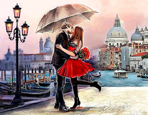 Сладкий поцелуй на набережной Венеции