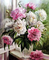 Без бренда «Пионы в прозрачной вазе у окна» в Симферополе
